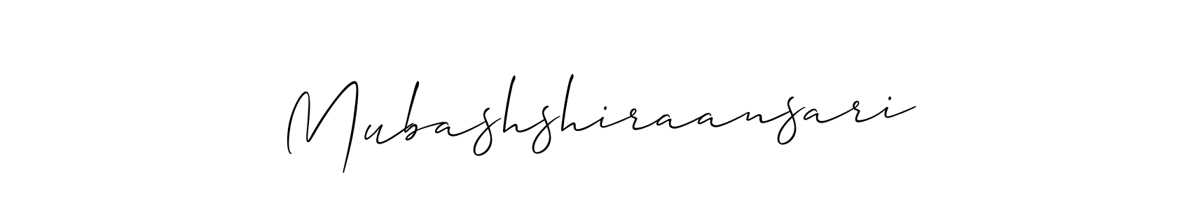 Allison_Script is a professional signature style that is perfect for those who want to add a touch of class to their signature. It is also a great choice for those who want to make their signature more unique. Get Mubashshiraansari name to fancy signature for free. Mubashshiraansari signature style 2 images and pictures png