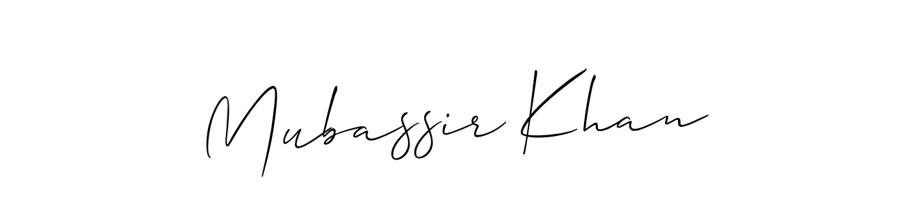 You should practise on your own different ways (Allison_Script) to write your name (Mubassir Khan) in signature. don't let someone else do it for you. Mubassir Khan signature style 2 images and pictures png