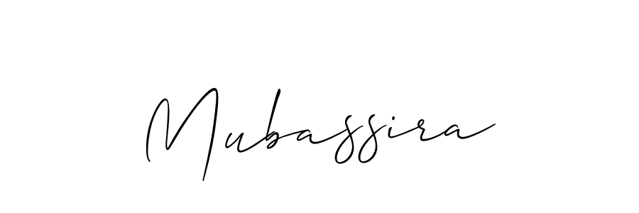 How to make Mubassira signature? Allison_Script is a professional autograph style. Create handwritten signature for Mubassira name. Mubassira signature style 2 images and pictures png