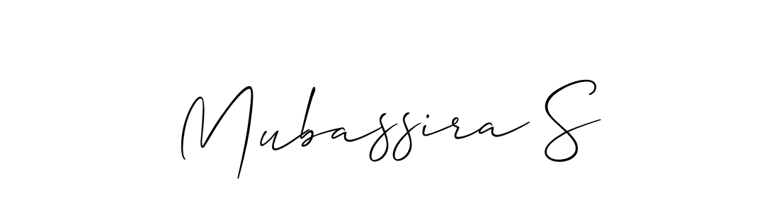 How to make Mubassira S name signature. Use Allison_Script style for creating short signs online. This is the latest handwritten sign. Mubassira S signature style 2 images and pictures png