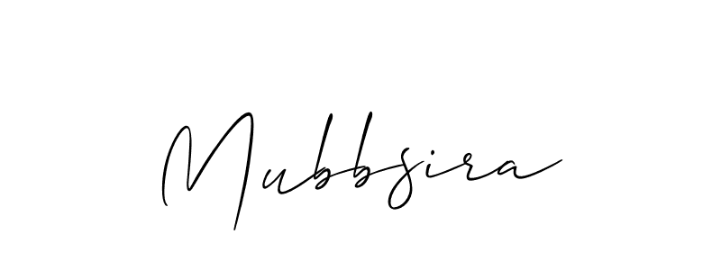 Also we have Mubbsira name is the best signature style. Create professional handwritten signature collection using Allison_Script autograph style. Mubbsira signature style 2 images and pictures png