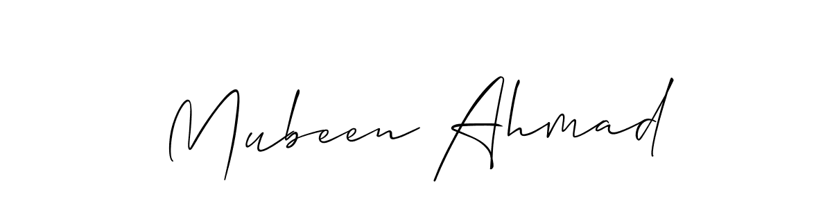 Create a beautiful signature design for name Mubeen Ahmad. With this signature (Allison_Script) fonts, you can make a handwritten signature for free. Mubeen Ahmad signature style 2 images and pictures png