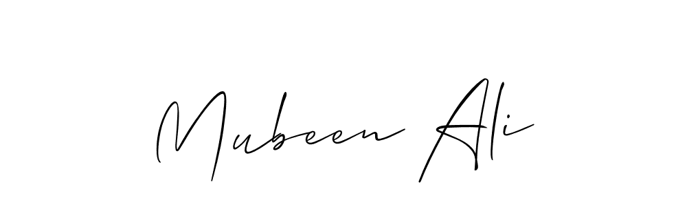 How to make Mubeen Ali name signature. Use Allison_Script style for creating short signs online. This is the latest handwritten sign. Mubeen Ali signature style 2 images and pictures png