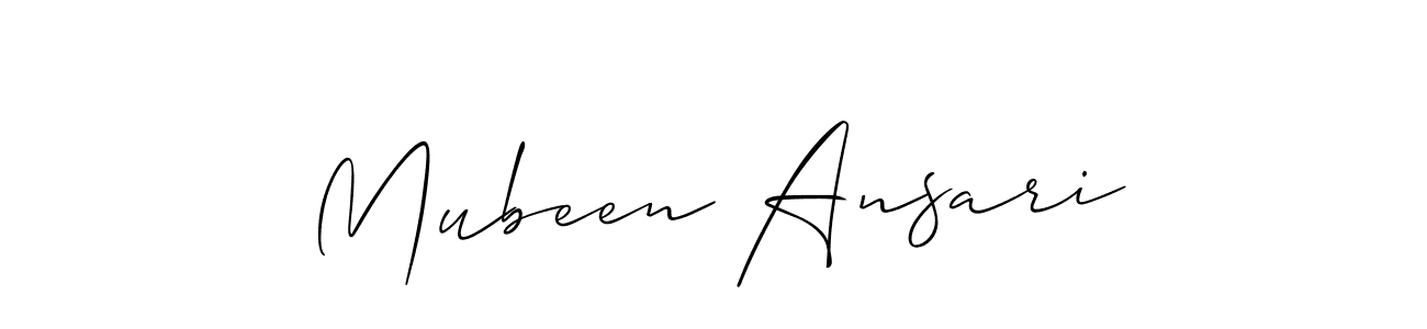 Make a beautiful signature design for name Mubeen Ansari. With this signature (Allison_Script) style, you can create a handwritten signature for free. Mubeen Ansari signature style 2 images and pictures png