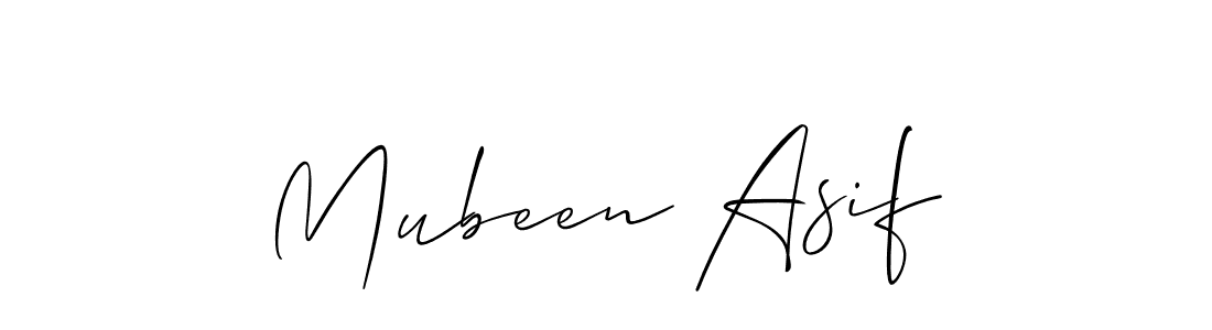 The best way (Allison_Script) to make a short signature is to pick only two or three words in your name. The name Mubeen Asif include a total of six letters. For converting this name. Mubeen Asif signature style 2 images and pictures png