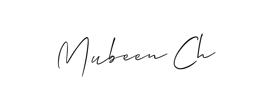 Mubeen Ch stylish signature style. Best Handwritten Sign (Allison_Script) for my name. Handwritten Signature Collection Ideas for my name Mubeen Ch. Mubeen Ch signature style 2 images and pictures png