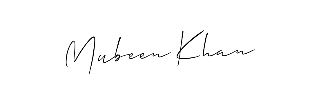 Create a beautiful signature design for name Mubeen Khan. With this signature (Allison_Script) fonts, you can make a handwritten signature for free. Mubeen Khan signature style 2 images and pictures png