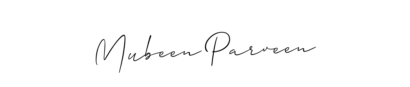 How to make Mubeen Parveen name signature. Use Allison_Script style for creating short signs online. This is the latest handwritten sign. Mubeen Parveen signature style 2 images and pictures png