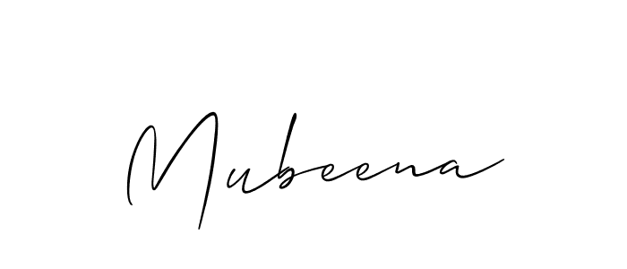 Mubeena stylish signature style. Best Handwritten Sign (Allison_Script) for my name. Handwritten Signature Collection Ideas for my name Mubeena. Mubeena signature style 2 images and pictures png