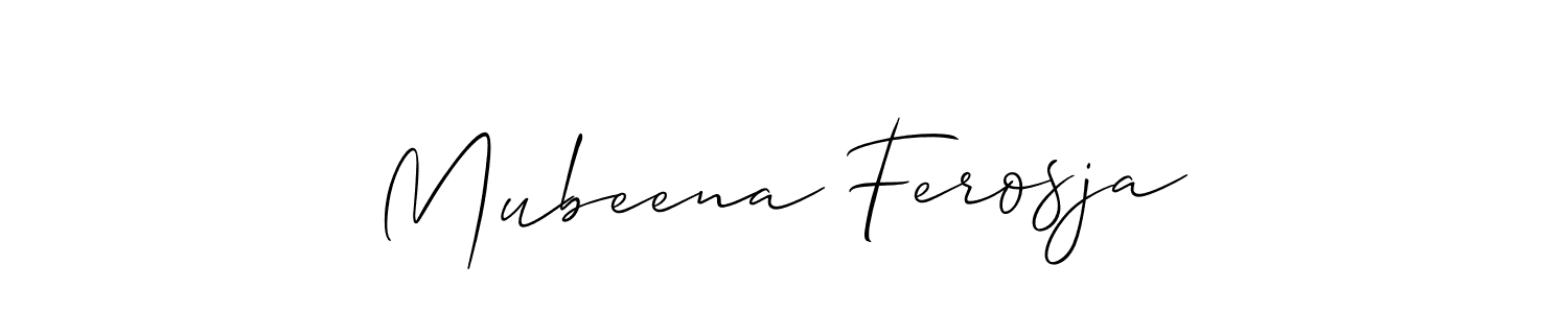 Also You can easily find your signature by using the search form. We will create Mubeena Ferosja name handwritten signature images for you free of cost using Allison_Script sign style. Mubeena Ferosja signature style 2 images and pictures png