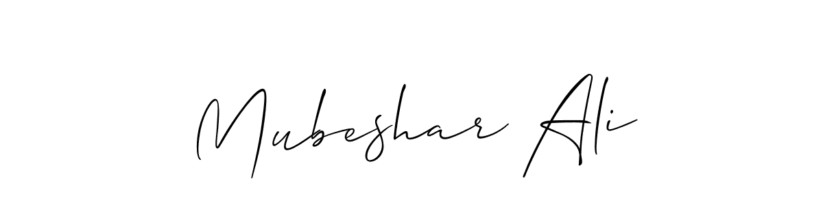 Also You can easily find your signature by using the search form. We will create Mubeshar Ali name handwritten signature images for you free of cost using Allison_Script sign style. Mubeshar Ali signature style 2 images and pictures png