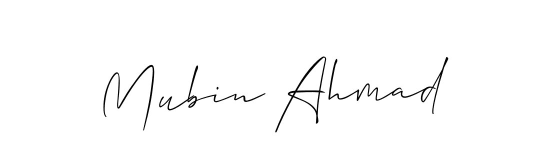 Create a beautiful signature design for name Mubin Ahmad. With this signature (Allison_Script) fonts, you can make a handwritten signature for free. Mubin Ahmad signature style 2 images and pictures png