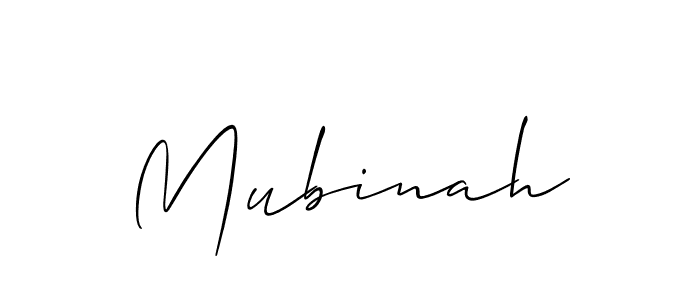 Create a beautiful signature design for name Mubinah. With this signature (Allison_Script) fonts, you can make a handwritten signature for free. Mubinah signature style 2 images and pictures png
