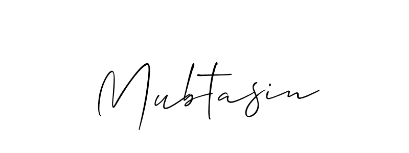Allison_Script is a professional signature style that is perfect for those who want to add a touch of class to their signature. It is also a great choice for those who want to make their signature more unique. Get Mubtasin name to fancy signature for free. Mubtasin signature style 2 images and pictures png