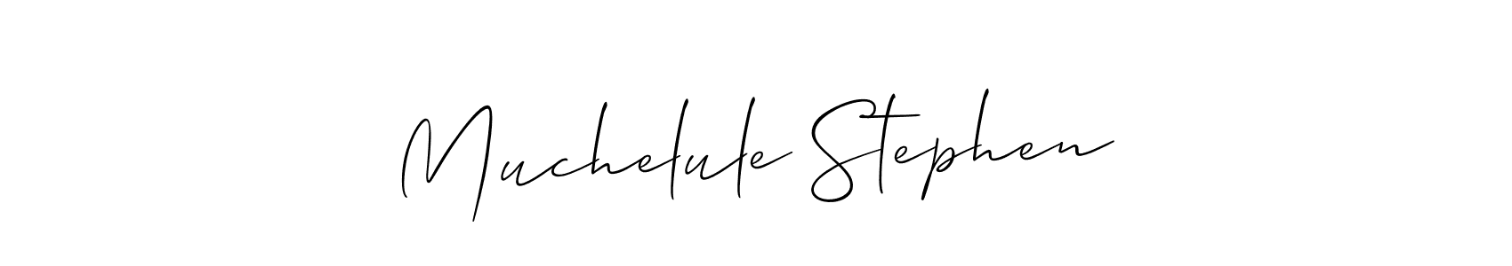 Use a signature maker to create a handwritten signature online. With this signature software, you can design (Allison_Script) your own signature for name Muchelule Stephen. Muchelule Stephen signature style 2 images and pictures png