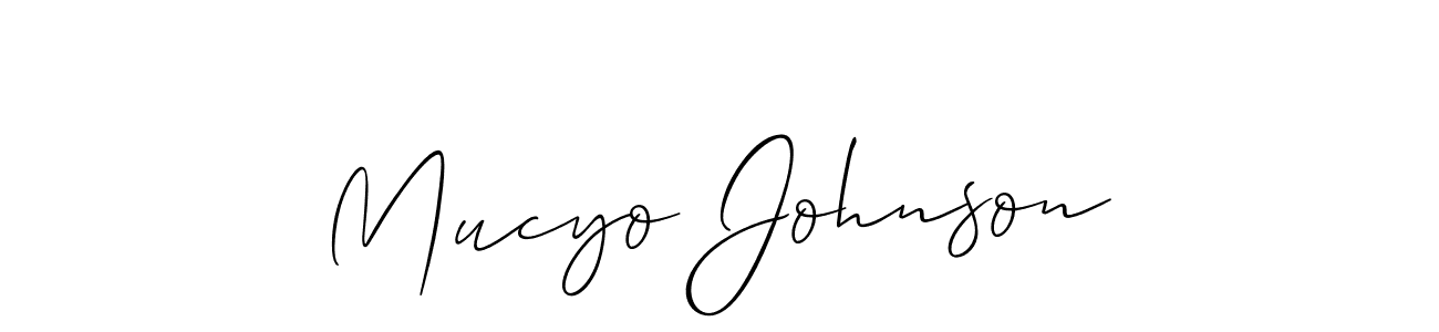 How to make Mucyo Johnson signature? Allison_Script is a professional autograph style. Create handwritten signature for Mucyo Johnson name. Mucyo Johnson signature style 2 images and pictures png