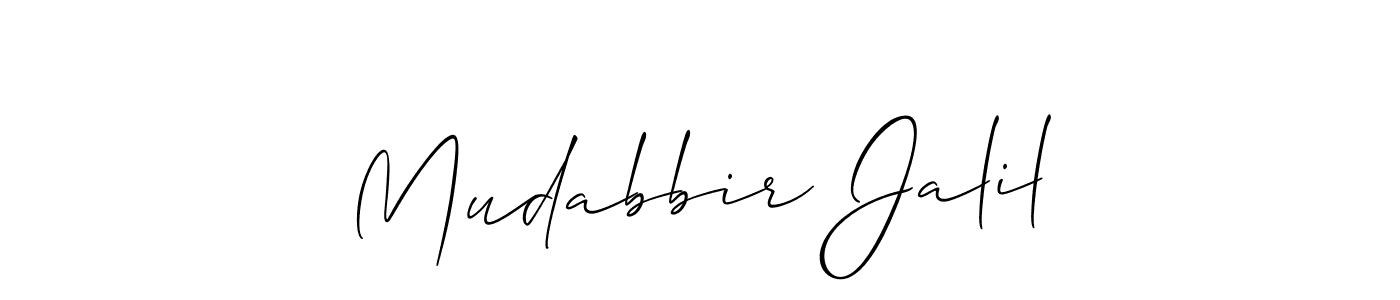 Use a signature maker to create a handwritten signature online. With this signature software, you can design (Allison_Script) your own signature for name Mudabbir Jalil. Mudabbir Jalil signature style 2 images and pictures png