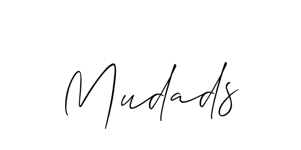 The best way (Allison_Script) to make a short signature is to pick only two or three words in your name. The name Mudads include a total of six letters. For converting this name. Mudads signature style 2 images and pictures png