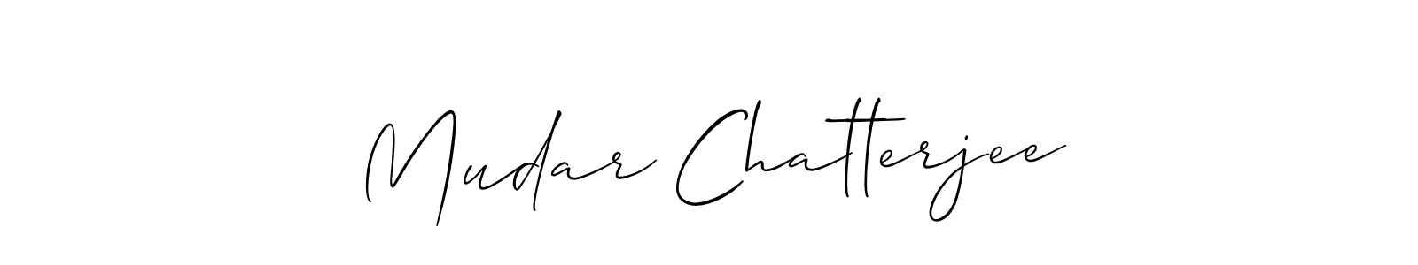 How to make Mudar Chatterjee name signature. Use Allison_Script style for creating short signs online. This is the latest handwritten sign. Mudar Chatterjee signature style 2 images and pictures png