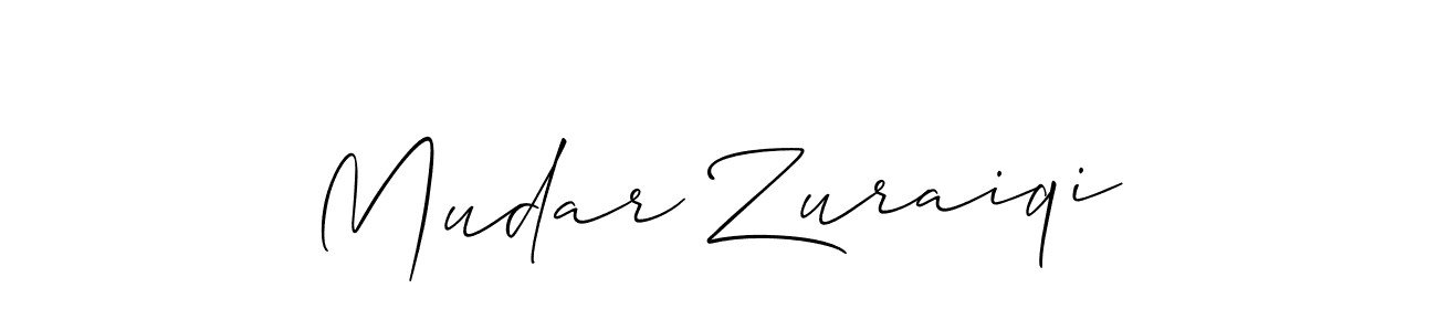 The best way (Allison_Script) to make a short signature is to pick only two or three words in your name. The name Mudar Zuraiqi include a total of six letters. For converting this name. Mudar Zuraiqi signature style 2 images and pictures png