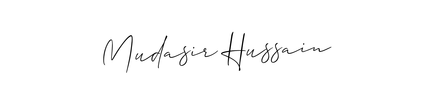Also we have Mudasir Hussain name is the best signature style. Create professional handwritten signature collection using Allison_Script autograph style. Mudasir Hussain signature style 2 images and pictures png