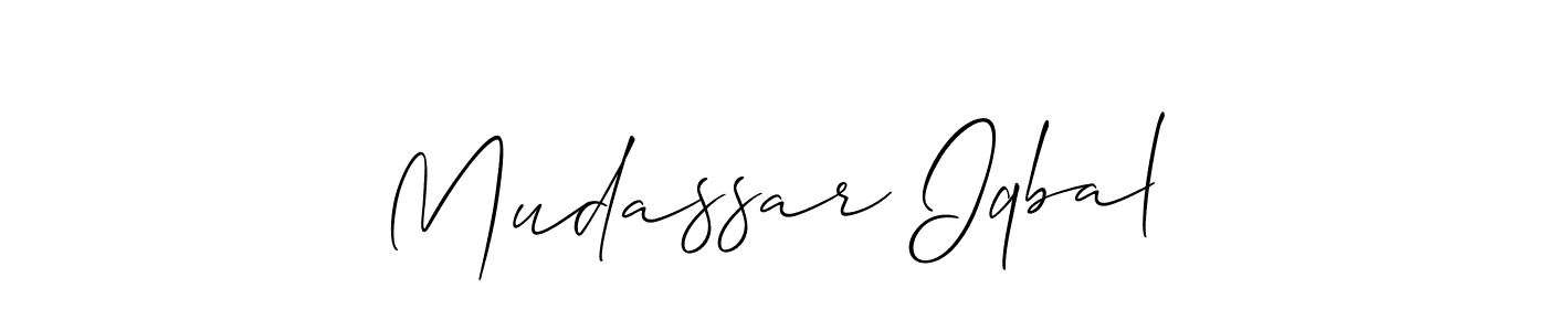 Mudassar Iqbal stylish signature style. Best Handwritten Sign (Allison_Script) for my name. Handwritten Signature Collection Ideas for my name Mudassar Iqbal. Mudassar Iqbal signature style 2 images and pictures png