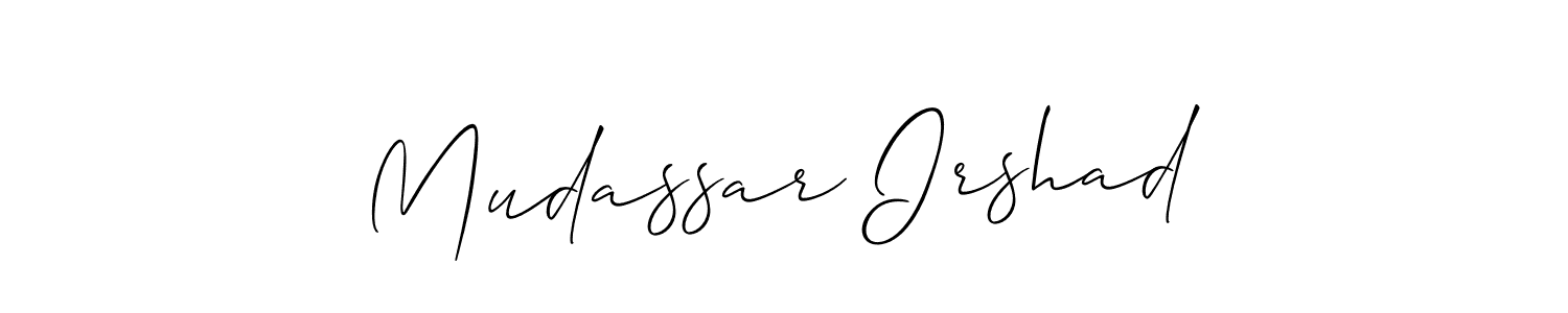 Mudassar Irshad stylish signature style. Best Handwritten Sign (Allison_Script) for my name. Handwritten Signature Collection Ideas for my name Mudassar Irshad. Mudassar Irshad signature style 2 images and pictures png