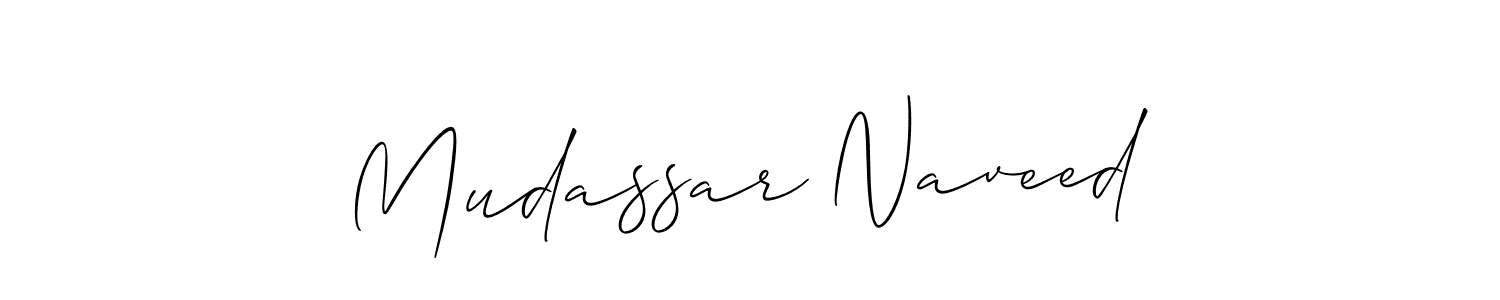 How to make Mudassar Naveed name signature. Use Allison_Script style for creating short signs online. This is the latest handwritten sign. Mudassar Naveed signature style 2 images and pictures png