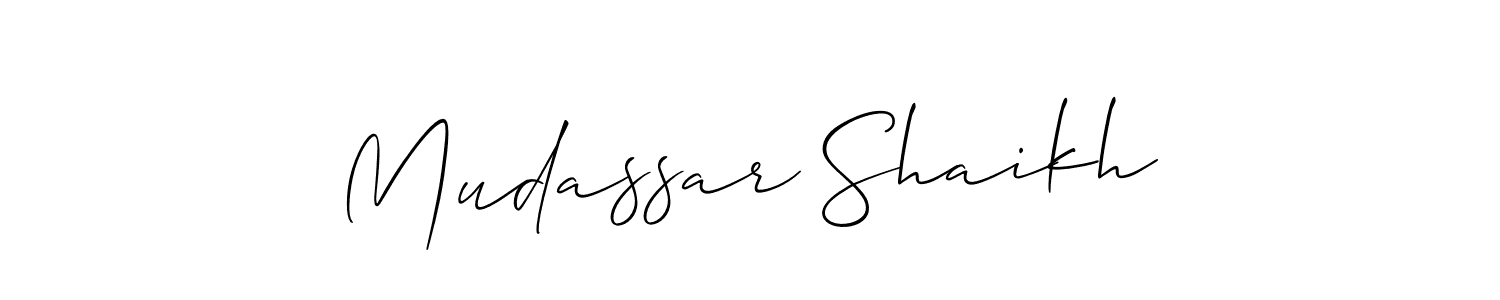 Allison_Script is a professional signature style that is perfect for those who want to add a touch of class to their signature. It is also a great choice for those who want to make their signature more unique. Get Mudassar Shaikh name to fancy signature for free. Mudassar Shaikh signature style 2 images and pictures png