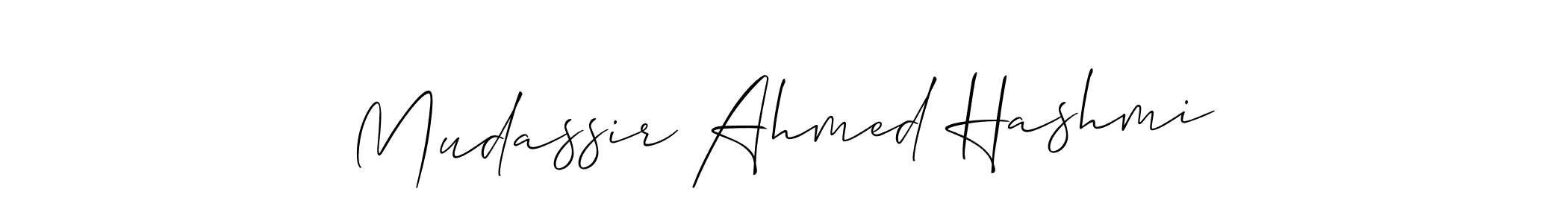 Make a beautiful signature design for name Mudassir Ahmed Hashmi. With this signature (Allison_Script) style, you can create a handwritten signature for free. Mudassir Ahmed Hashmi signature style 2 images and pictures png