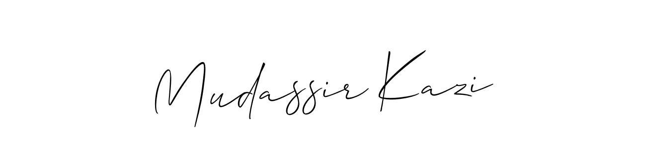 The best way (Allison_Script) to make a short signature is to pick only two or three words in your name. The name Mudassir Kazi include a total of six letters. For converting this name. Mudassir Kazi signature style 2 images and pictures png