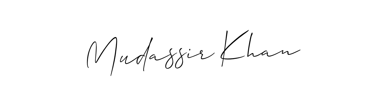 Also we have Mudassir Khan name is the best signature style. Create professional handwritten signature collection using Allison_Script autograph style. Mudassir Khan signature style 2 images and pictures png