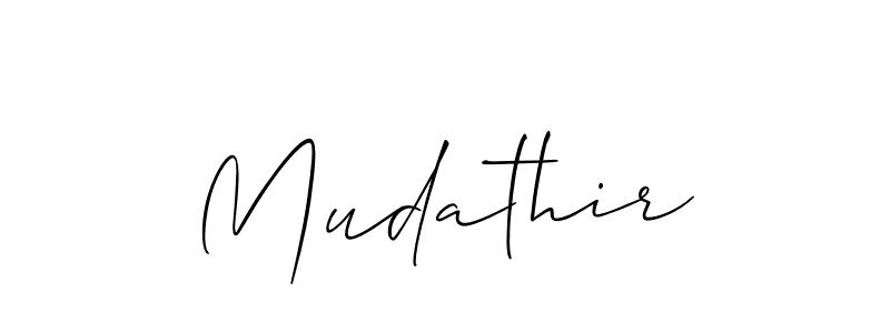 Create a beautiful signature design for name Mudathir. With this signature (Allison_Script) fonts, you can make a handwritten signature for free. Mudathir signature style 2 images and pictures png