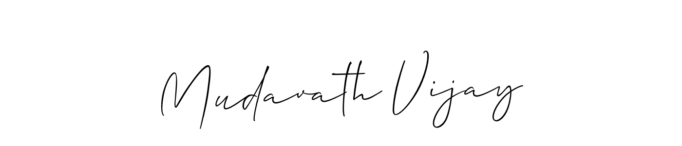 How to make Mudavath Vijay name signature. Use Allison_Script style for creating short signs online. This is the latest handwritten sign. Mudavath Vijay signature style 2 images and pictures png