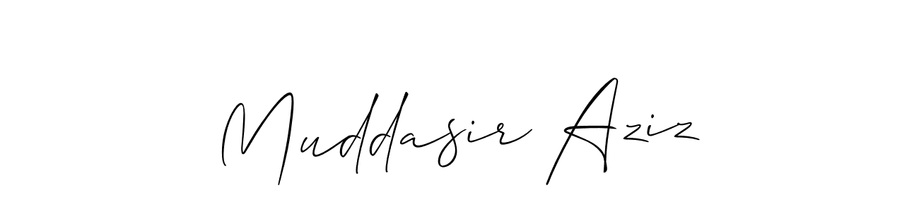 How to make Muddasir Aziz name signature. Use Allison_Script style for creating short signs online. This is the latest handwritten sign. Muddasir Aziz signature style 2 images and pictures png