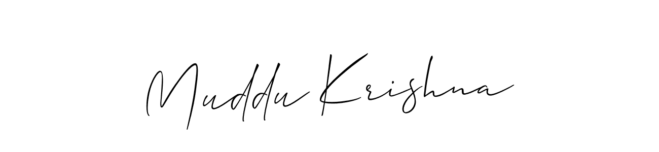 Allison_Script is a professional signature style that is perfect for those who want to add a touch of class to their signature. It is also a great choice for those who want to make their signature more unique. Get Muddu Krishna name to fancy signature for free. Muddu Krishna signature style 2 images and pictures png
