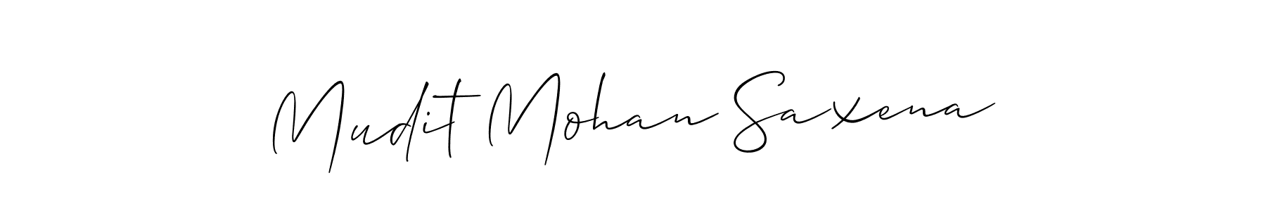 This is the best signature style for the Mudit Mohan Saxena name. Also you like these signature font (Allison_Script). Mix name signature. Mudit Mohan Saxena signature style 2 images and pictures png