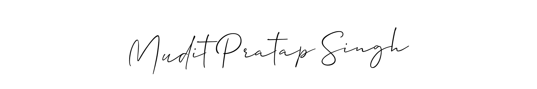 You should practise on your own different ways (Allison_Script) to write your name (Mudit Pratap Singh) in signature. don't let someone else do it for you. Mudit Pratap Singh signature style 2 images and pictures png