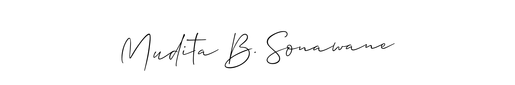 It looks lik you need a new signature style for name Mudita B. Sonawane. Design unique handwritten (Allison_Script) signature with our free signature maker in just a few clicks. Mudita B. Sonawane signature style 2 images and pictures png