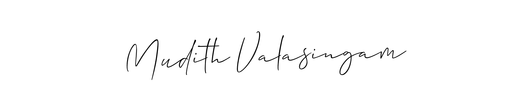 Use a signature maker to create a handwritten signature online. With this signature software, you can design (Allison_Script) your own signature for name Mudith Valasingam. Mudith Valasingam signature style 2 images and pictures png