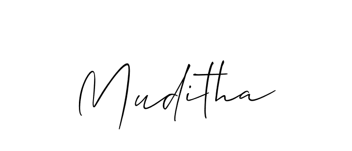 The best way (Allison_Script) to make a short signature is to pick only two or three words in your name. The name Muditha include a total of six letters. For converting this name. Muditha signature style 2 images and pictures png