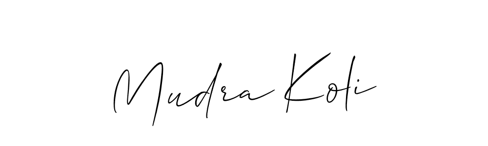 How to make Mudra Koli signature? Allison_Script is a professional autograph style. Create handwritten signature for Mudra Koli name. Mudra Koli signature style 2 images and pictures png