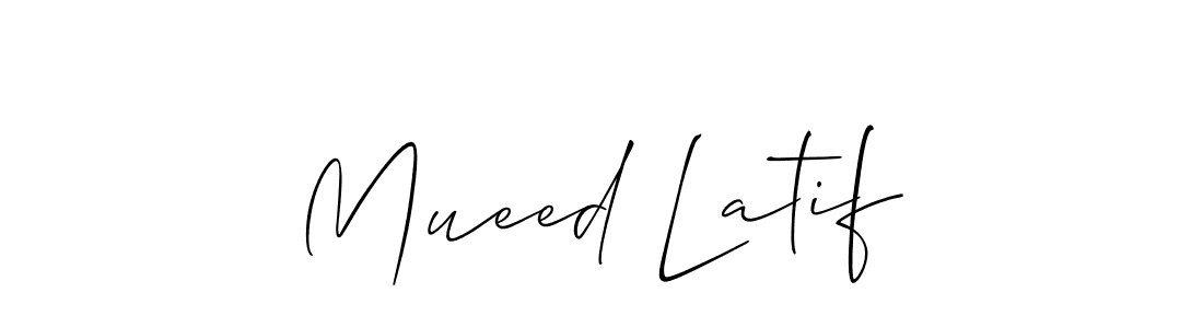 Create a beautiful signature design for name Mueed Latif. With this signature (Allison_Script) fonts, you can make a handwritten signature for free. Mueed Latif signature style 2 images and pictures png