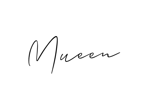 Create a beautiful signature design for name Mueen. With this signature (Allison_Script) fonts, you can make a handwritten signature for free. Mueen signature style 2 images and pictures png