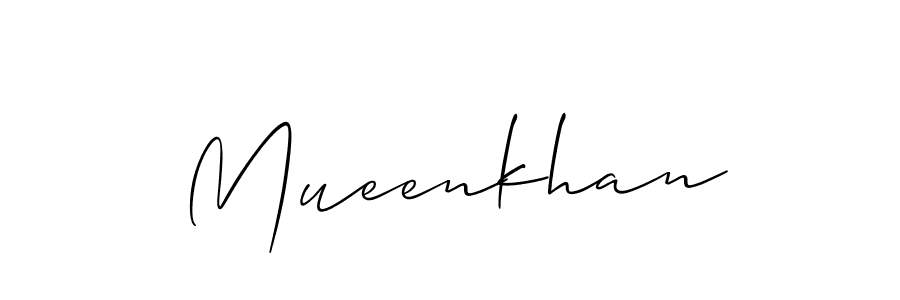 Use a signature maker to create a handwritten signature online. With this signature software, you can design (Allison_Script) your own signature for name Mueenkhan. Mueenkhan signature style 2 images and pictures png