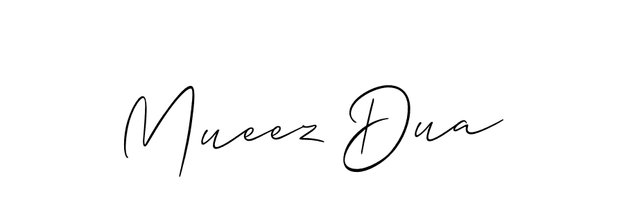 How to make Mueez Dua name signature. Use Allison_Script style for creating short signs online. This is the latest handwritten sign. Mueez Dua signature style 2 images and pictures png