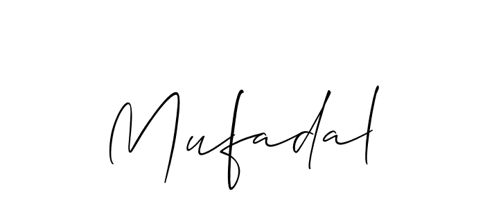 Create a beautiful signature design for name Mufadal. With this signature (Allison_Script) fonts, you can make a handwritten signature for free. Mufadal signature style 2 images and pictures png