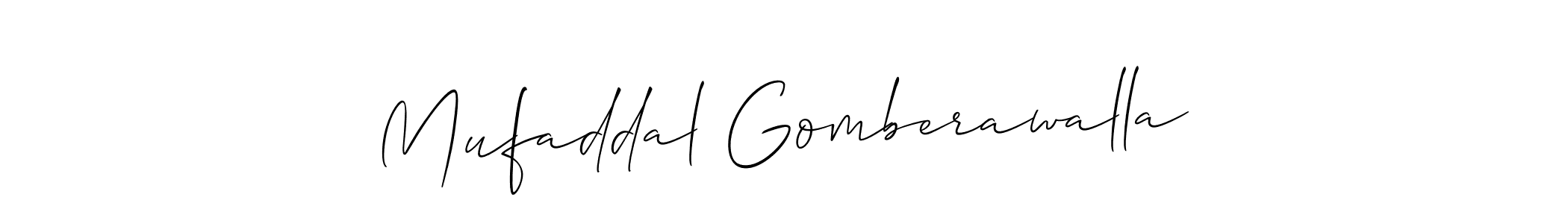 Also we have Mufaddal Gomberawalla name is the best signature style. Create professional handwritten signature collection using Allison_Script autograph style. Mufaddal Gomberawalla signature style 2 images and pictures png