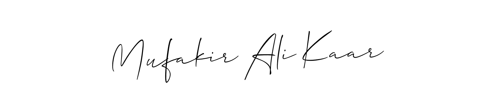 Use a signature maker to create a handwritten signature online. With this signature software, you can design (Allison_Script) your own signature for name Mufakir Ali Kaar. Mufakir Ali Kaar signature style 2 images and pictures png