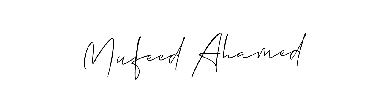 It looks lik you need a new signature style for name Mufeed Ahamed. Design unique handwritten (Allison_Script) signature with our free signature maker in just a few clicks. Mufeed Ahamed signature style 2 images and pictures png